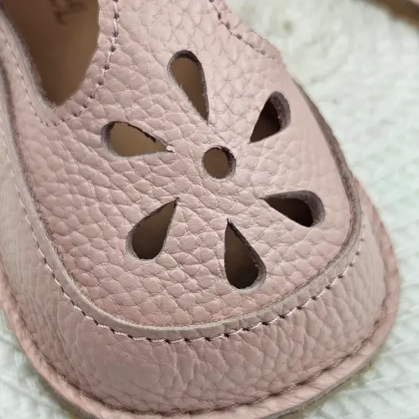 Sandale barefoot copii, piele naturala, primii pasi, talpa flexibila, roz_RO-502-5-22_Pebebe