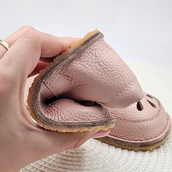 Sandale barefoot copii, piele naturala, primii pasi, talpa flexibila, roz_RO-502-5-22_Pebebe