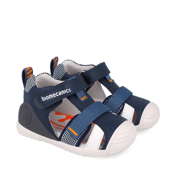 Sandale Biomecanics baieti, piele naturala, talpa flexibila, protectie degete, Biogateo Casual, bleumarin_252117-A183-18_Pebebe