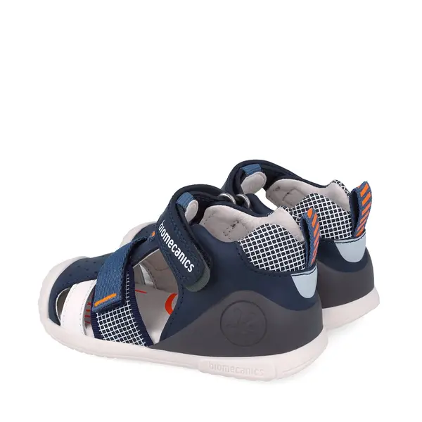 Sandale Biomecanics baieti, piele naturala, talpa flexibila, protectie degete, Biogateo Casual, bleumarin_252117-A183-18_Pebebe