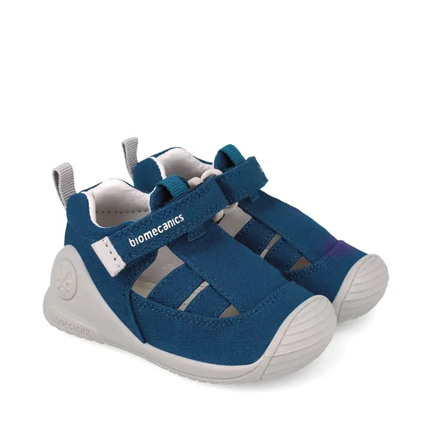 Sandale Biomecanics copii, material textil, talpa flexibila, protectie degete, Biogateo Canvas, bleumarin_252174-A089-18_Pebebe