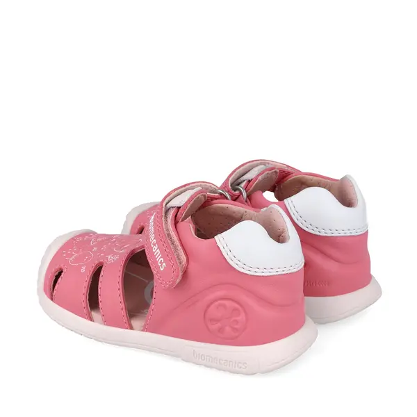 Sandale Biomecanics fete, piele naturala, talpa flexibila, protectie degete, Biogateo Casual, print roz,_252108-A378-19_Pebebe