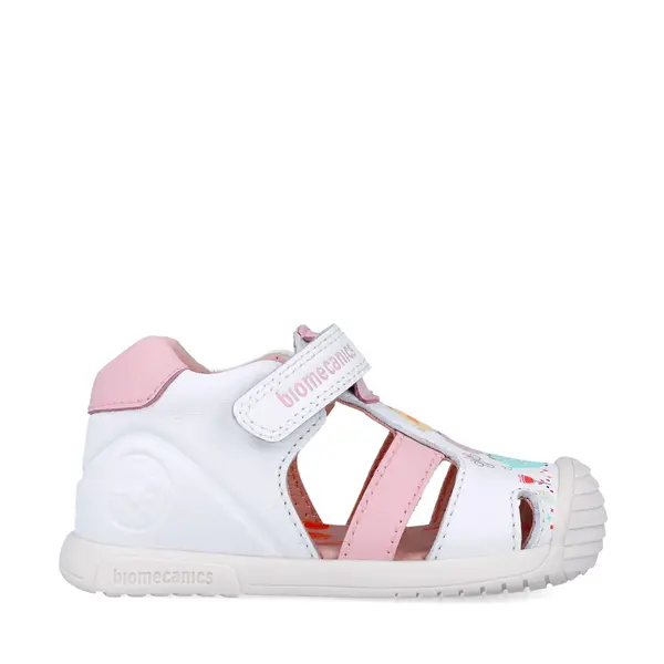 Sandale Biomecanics fete, piele naturala, talpa flexibila, protectie degete, Biogateo Casual, puisori alb_252106-B050-23_Pebebe