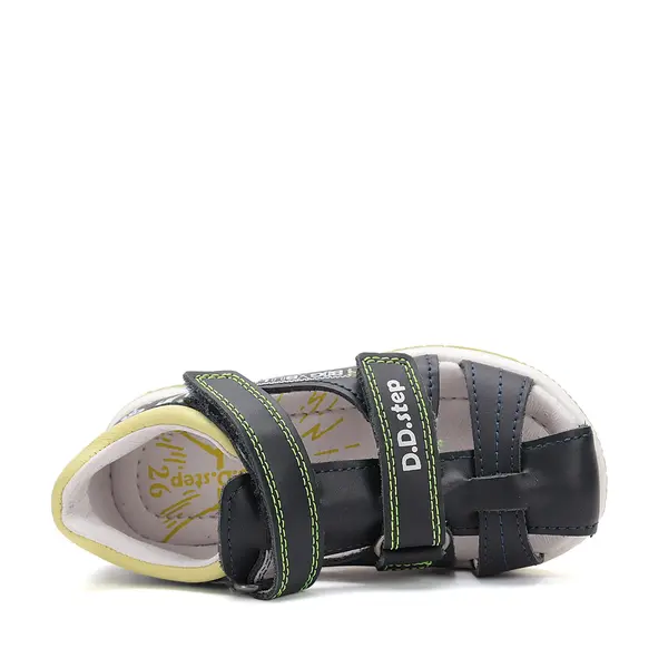 Sandale D.D. Step baieti, piele naturala, talpa FlexiSistem, bleumarin, bulldog, D.D. Step_G103-51668B-24_Pebebe