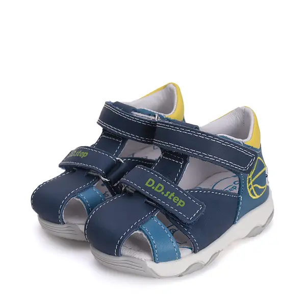 Sandale D.D. Step baieti, piele naturala, bleumarin, basketball, D.D. Step_G064-51611-25_Pebebe