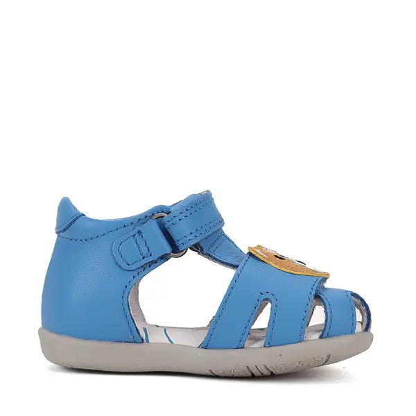 Sandale D.D. Step Copii, piele naturala, talpa flexibila, albastru, ursulet_G075-51284B-19_Pebebe