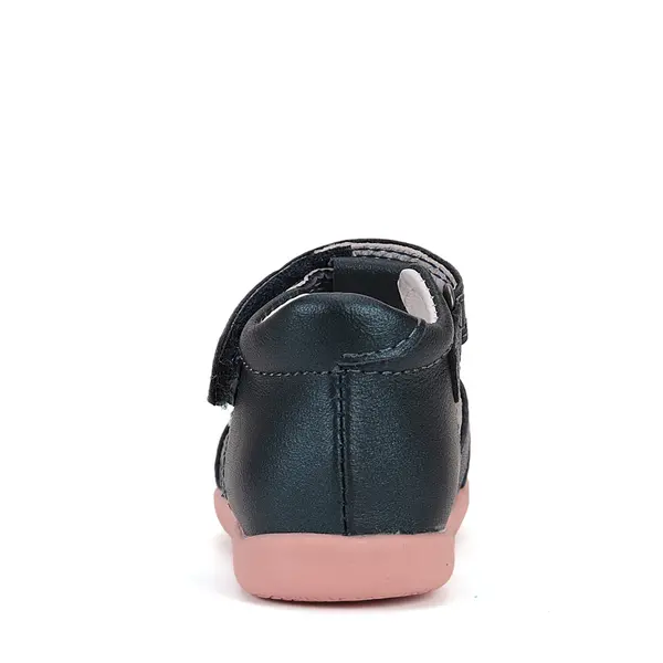 Sandale D.D. Step Copii, piele naturala, talpa flexibila, bleumarin talpa roz,ursulet_G075-51284CM-28_Pebebe
