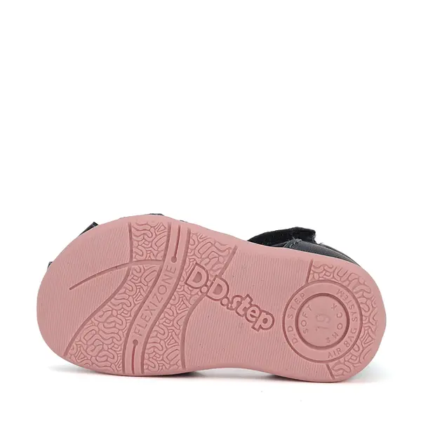 Sandale D.D. Step Copii, piele naturala, talpa flexibila, bleumarin talpa roz,ursulet_G075-51284CM-28_Pebebe