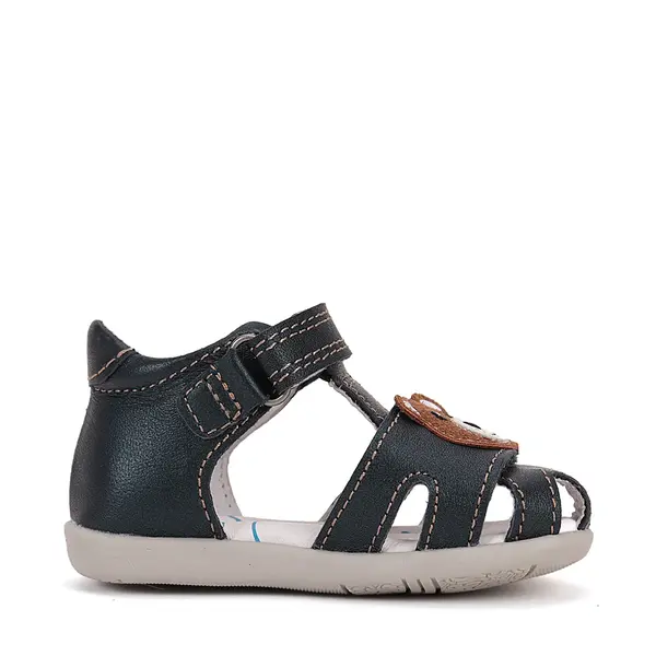 Sandale D.D. Step Copii, piele naturala, talpa flexibila, bleumarin, ursulet_G075-51284-24_Pebebe