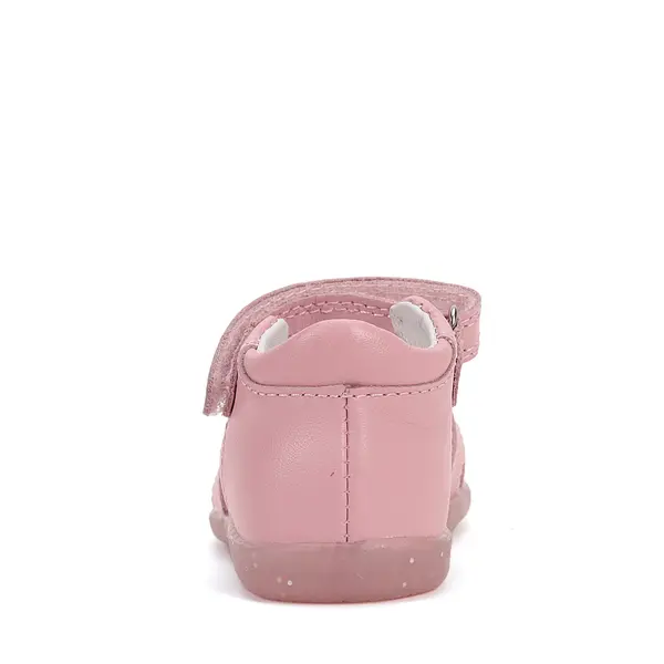 Sandale D.D Step fete, piele naturala, talpa felxibila, roz cu floare_G075-51813A-24_Pebebe