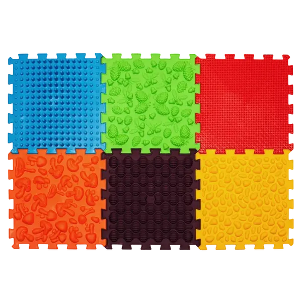 Covoras ortopedic pentru masaj Puzzle "Mix" 6 elemente + 6 triunghiuri_2000000127316_Pebebe