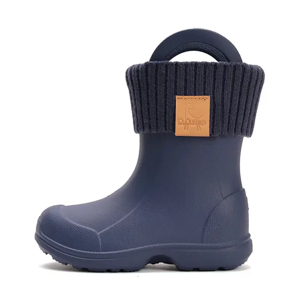 Cizme de ploaie pentru copii, bleumarin, din cauciuc cu interior textil detașabil – D.D.Step_I106-52820-30/31_Pebebe