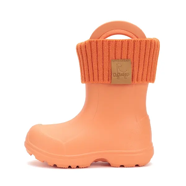 Cizme de ploaie pentru copii, portocaliu, din cauciuc cu interior textil detașabil – D.D.Step_I106-52225-26/27_Pebebe