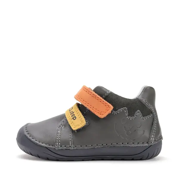 Pantofi D.D. Step baieti, piele naturala, barefoot, primii pasi, khaki cu animalut_S070-52141-21_Pebebe