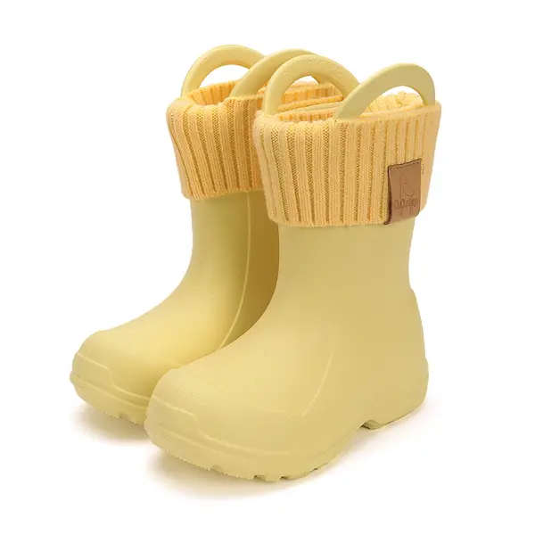 Cizme de ploaie pentru copii, galben, din cauciuc cu interior textil detașabil, brant termic – D.D.Step_I106-52295-30/31_Pebebe