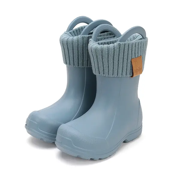 Cizme de ploaie pentru copii, albastru fume, din cauciuc cu interior textil detașabil – D.D.Step_I106-52859-30/31_Pebebe