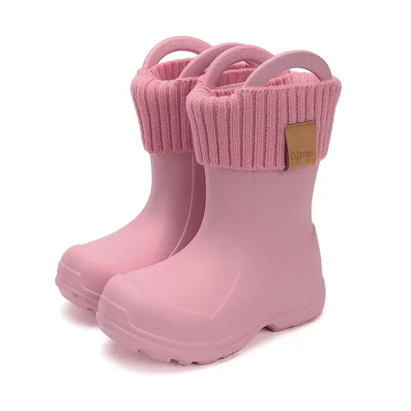 Cizme de ploaie pentru fete, roz inchis, din cauciuc cu interior textil detașabil – D.D.Step_I106-52973-30/31_Pebebe
