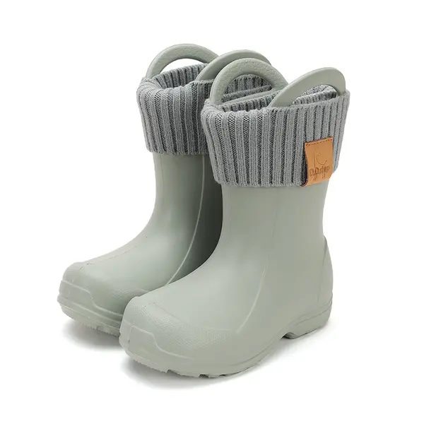 Cizme de ploaie pentru copii, verde uscat, din cauciuc cu interior textil detașabil – D.D.Step_I106-52182-30/31_Pebebe