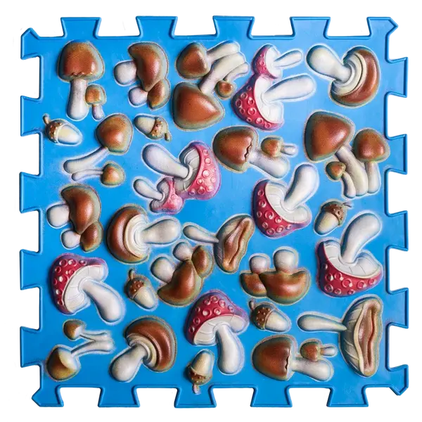 Covoras ortopedic pentru masaj Puzzle "Mix" 6 elemente, Ciupercă albastră_2000000114293_Pebebe