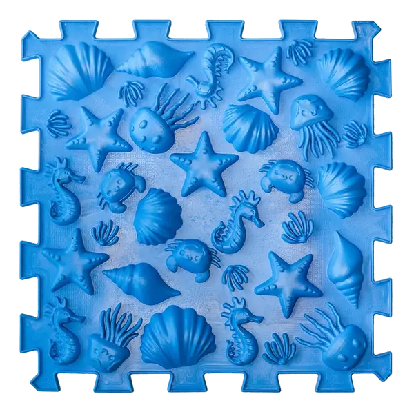 Covoras ortopedic pentru masaj Puzzle "Mix" 6 elemente, Ciupercă albastră_2000000114293_Pebebe