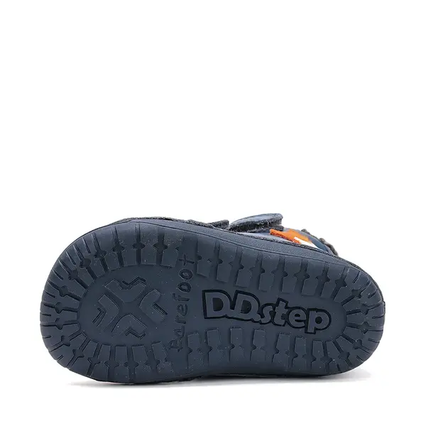 Ghete Barefoot baieti, D.D Step, piele naturala, captuseala din blana, albastru, pisica_W070-52301-20_Pebebe