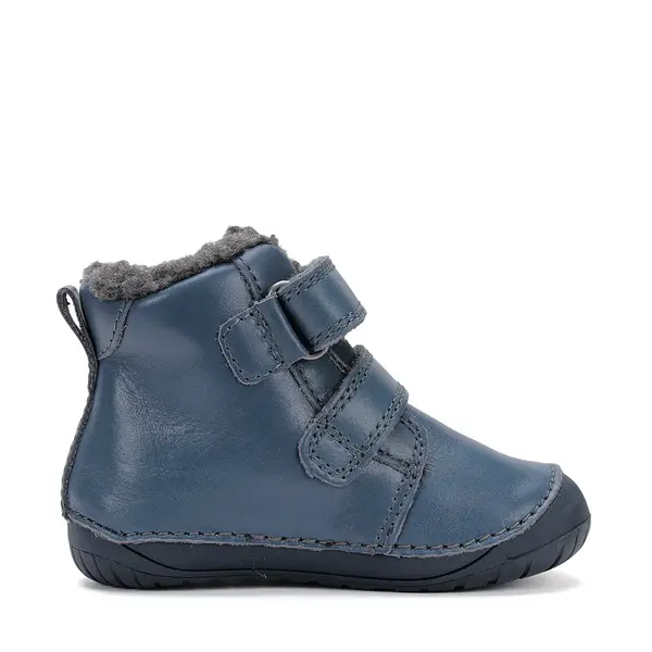 Ghete Barefoot baieti, D.D Step, piele naturala, captuseala din blana, albastru, pisica_W070-52301-20_Pebebe