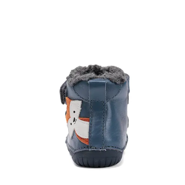 Ghete Barefoot baieti, D.D Step, piele naturala, captuseala din blana, albastru, pisica_W070-52301-20_Pebebe