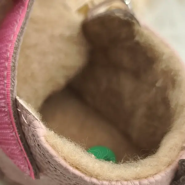 Ghete barefoot pentru copii, primii pasi, piele naturala, captuseala din blana, talpa flexibila, roz, Smiley_RO-600-3-22_Pebebe