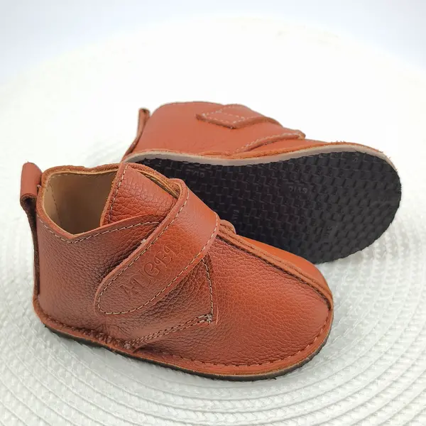 Ghete copii barefoot, piele naturală, primii pași, talpă flexibilă, maro_RO-121-5-17_Pebebe
