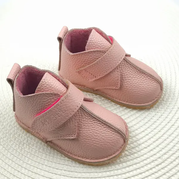 Ghete copii, primii pasi, piele naturala, captuseala textila, talpa felxibila, roz_RO-122-4-18_Pebebe