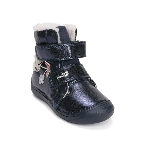 Ghete cu supinatie pentru copii, piele naturala, talpa ferma, captuseala blana ecologica, bleumarin sidef, Ponte20_DA07-5-2243M-28_Pebebe