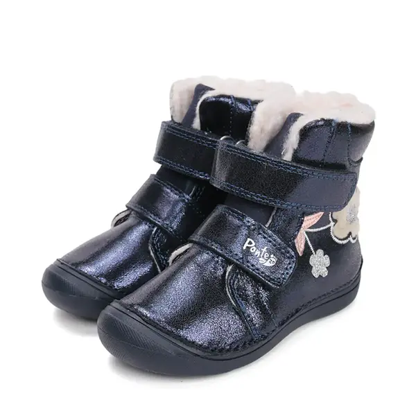 Ghete cu supinatie pentru copii, piele naturala, talpa ferma, captuseala blana ecologica, bleumarin sidef, Ponte20_DA07-5-2243M-28_Pebebe