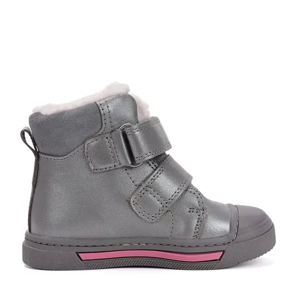 Ghete cu supinatie pentru copii, piele naturala, talpa ferma, captuseala blana ecologica, gri, Ponte20_DA07-5-2491C-22_Pebebe