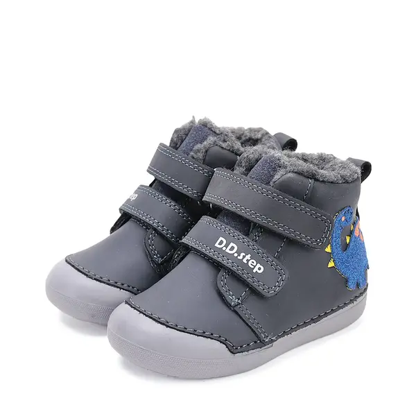 Ghete D.D.Step baieti, piele naturala, imblanite, bleumarin, dinozaur_W066-52525-20_Pebebe