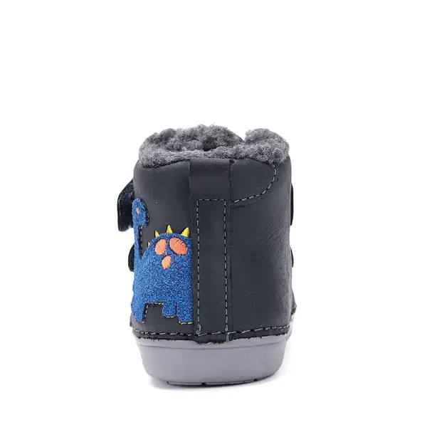 Ghete D.D.Step baieti, piele naturala, imblanite, bleumarin, dinozaur_W066-52525-20_Pebebe
