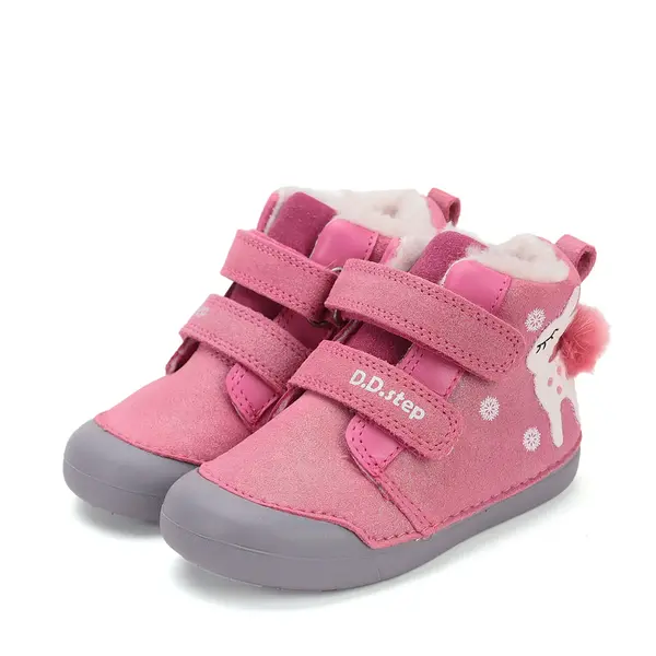 Ghete D.D.Step fete, piele naturala, imblanite, roz sidef, Bamby_W066-52733B-24_Pebebe