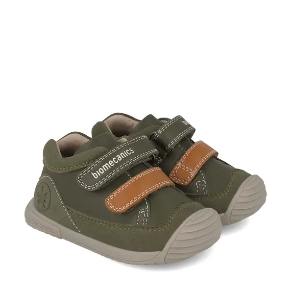 Pantofi Biomecanics baieti, piele naturala, primii pași, sustinere calcai, BioGateo, khaki_251124-B788-19_Pebebe