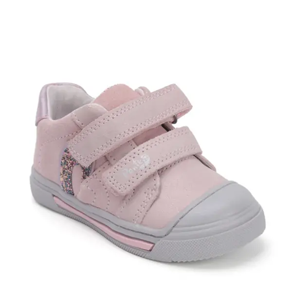 Pantofi copii cu supinatie, piele naturala, talpa ferma, roz deschis cu inimioare, Ponte20_DA03-5-2626A-27_Pebebe