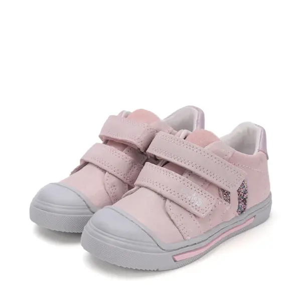 Pantofi copii cu supinatie, piele naturala, talpa ferma, roz deschis cu inimioare, Ponte20_DA03-5-2626A-27_Pebebe