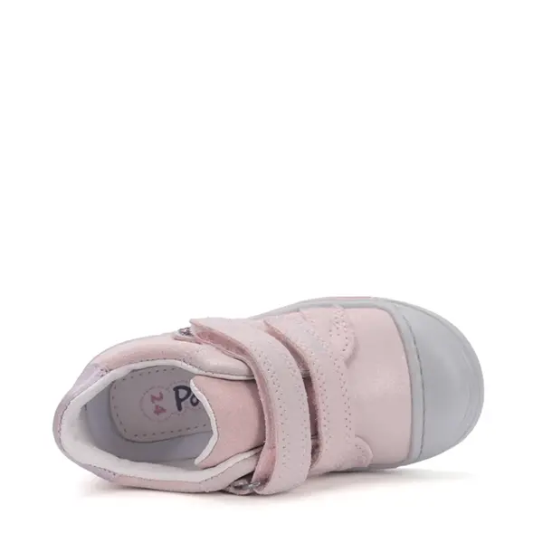 Pantofi copii cu supinatie, piele naturala, talpa ferma, roz deschis cu inimioare, Ponte20_DA03-5-2626A-27_Pebebe