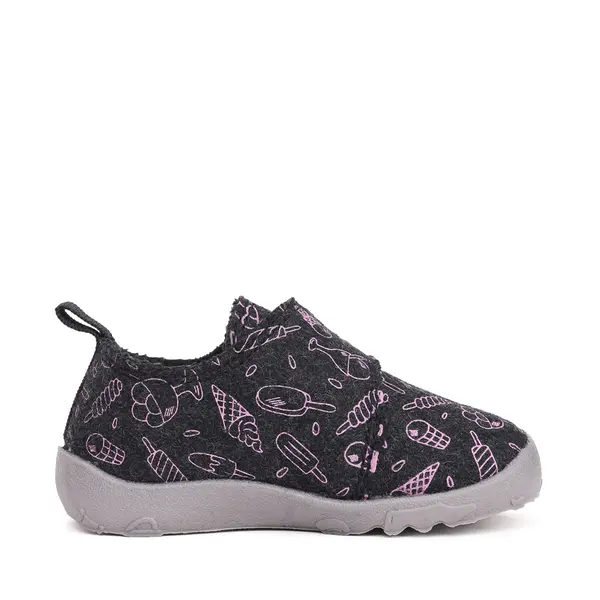 Pantofi copii de interior din material textil, barefoot, talpa flexibila, roz cu imprimeu, D.D Step_C086-52496AM-27_Pebebe