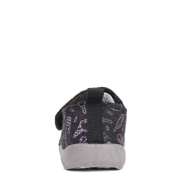 Pantofi copii de interior din material textil, barefoot, talpa flexibila, roz cu imprimeu, D.D Step_C086-52496AM-27_Pebebe
