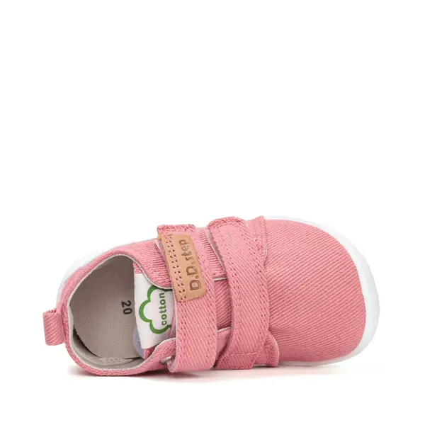 Pantofi copii de interior din material textil, barefoot, talpa flexibila, roz cu norisor, D.D Step_C086-52318M-27_Pebebe