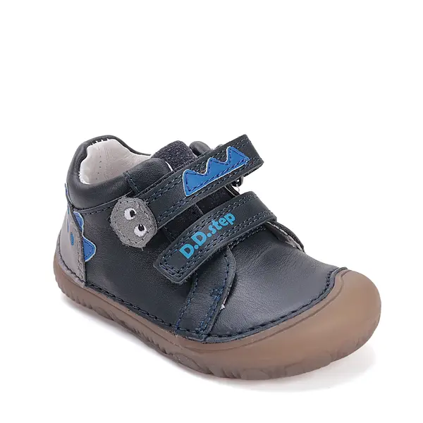 Pantofi din piele naturala, barefoot, talpa flexibila si fluorescenta, monstrulet, negru, D.D.Step_S073-52875B-20_Pebebe