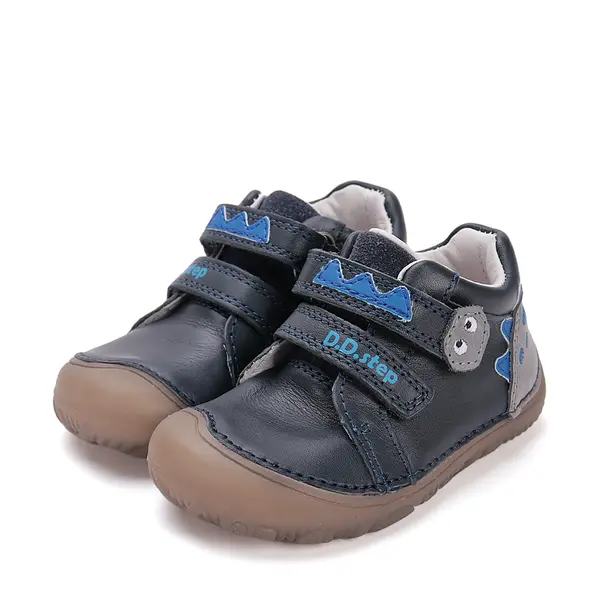 Pantofi din piele naturala, barefoot, talpa flexibila si fluorescenta, monstrulet, negru, D.D.Step_S073-52875B-20_Pebebe