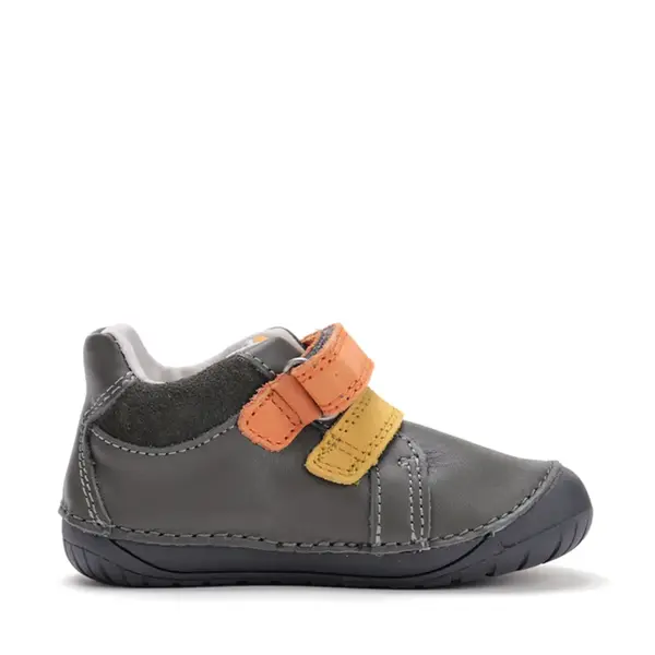 Pantofi D.D. Step baieti, piele naturala, barefoot, primii pasi, khaki cu animalut_S070-52141-21_Pebebe