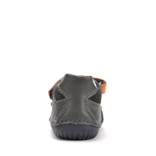 Pantofi D.D. Step baieti, piele naturala, barefoot, primii pasi, khaki cu animalut_S070-52141-21_Pebebe
