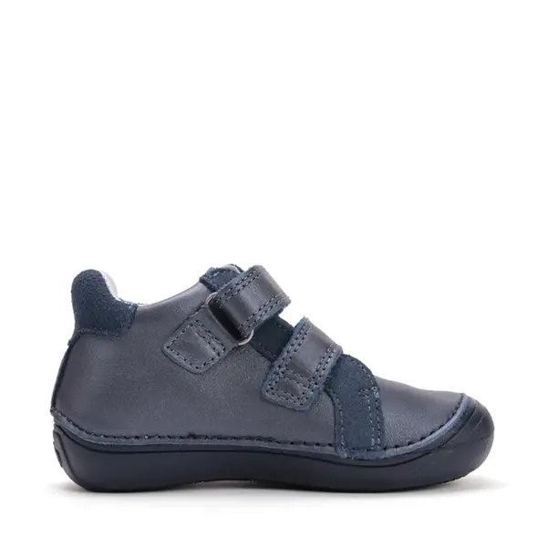 Pantofi din piele naturala cu supinatie pentru fete, bleumarin sidef cu inimioare, Ponte20_DA03-5-2664M-26_Pebebe