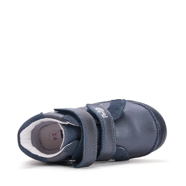 Pantofi din piele naturala cu supinatie pentru fete, bleumarin sidef cu inimioare, Ponte20_DA03-5-2664M-26_Pebebe