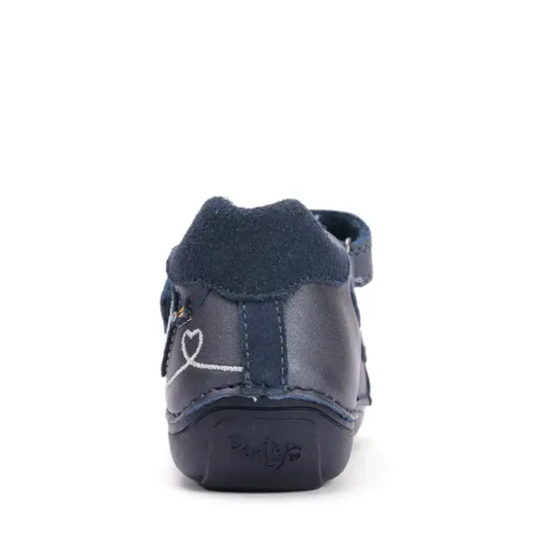 Pantofi din piele naturala cu supinatie pentru fete, bleumarin sidef cu inimioare, Ponte20_DA03-5-2664M-26_Pebebe